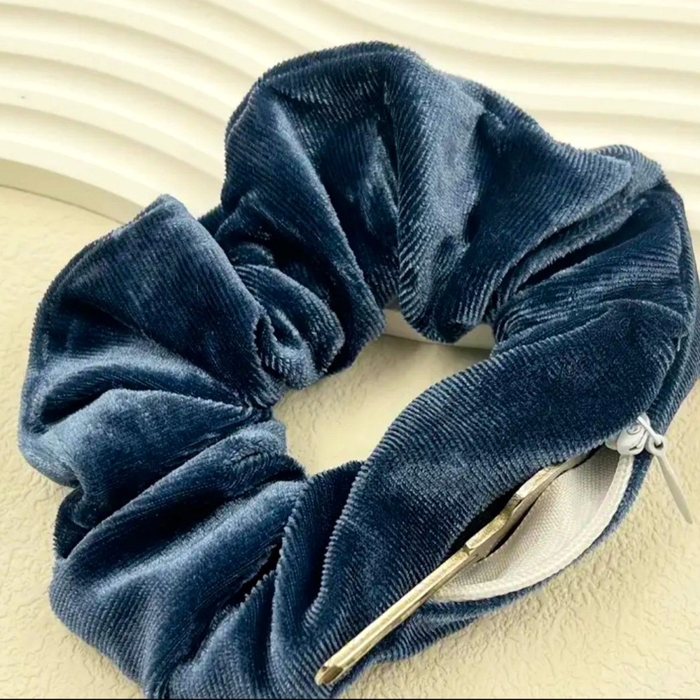 Stash Spot Scrunchy in Velvety Blue | Brand New | Hidden Compartment